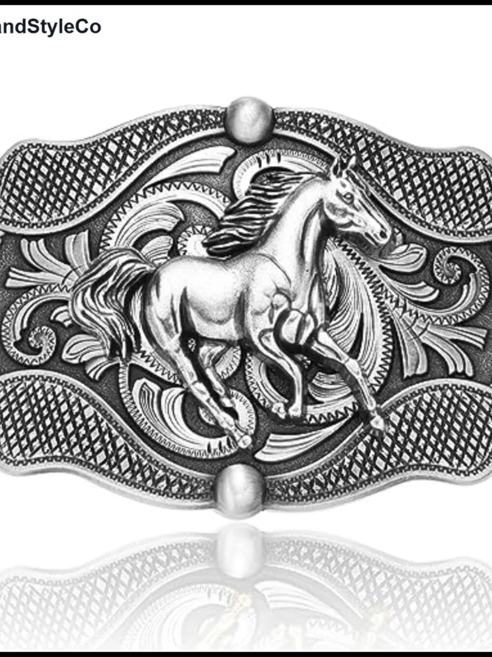 Western Cowboy Horse Belt Buckle for Women Men - Running Horse Longhorn Design,
